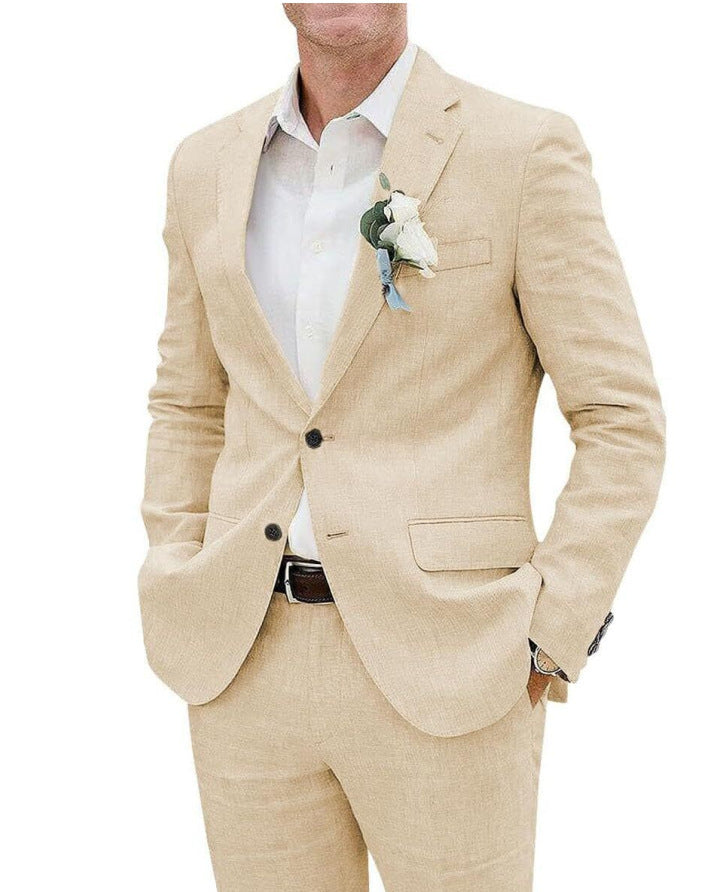 Men's Suit Casual Men's Linen Business Banquet Two-piece Suit