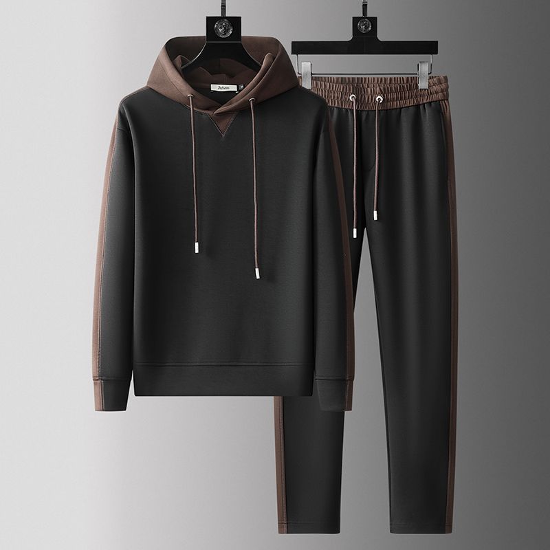 Men's Patchwork Hoodie Trousers Suit