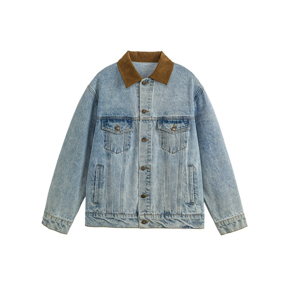 Boys Retro Washed Ice Blue Casual Denim Jacket