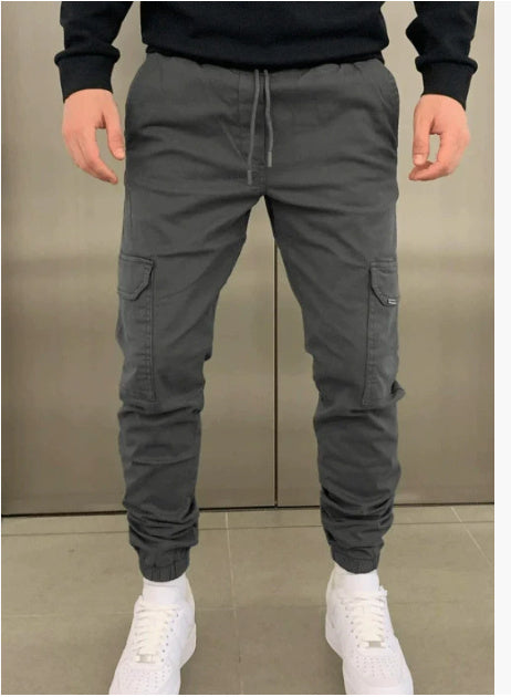 Dimensional Patch Pocket Overalls Lace Elastic Sports Baggy Pants Leisure