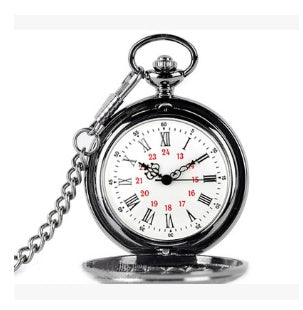 Large black classic Roman word double pocket watch Vintage necklace Men's and women's antique pocket watch