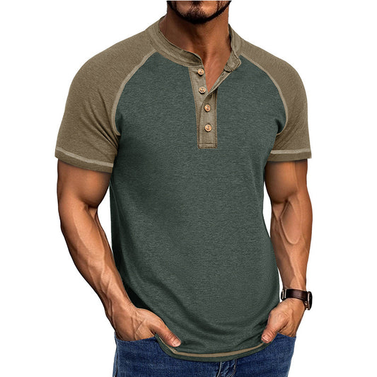 Men's Short Sleeve European And American Color Matching Top