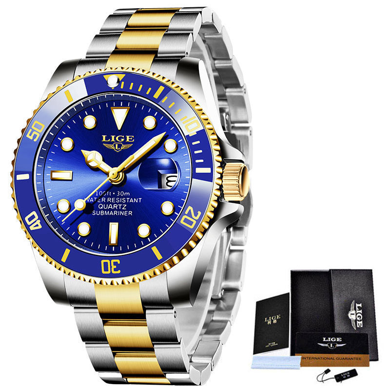 Men's Watch Quartz Three-Hand Watch Waterproof Clock