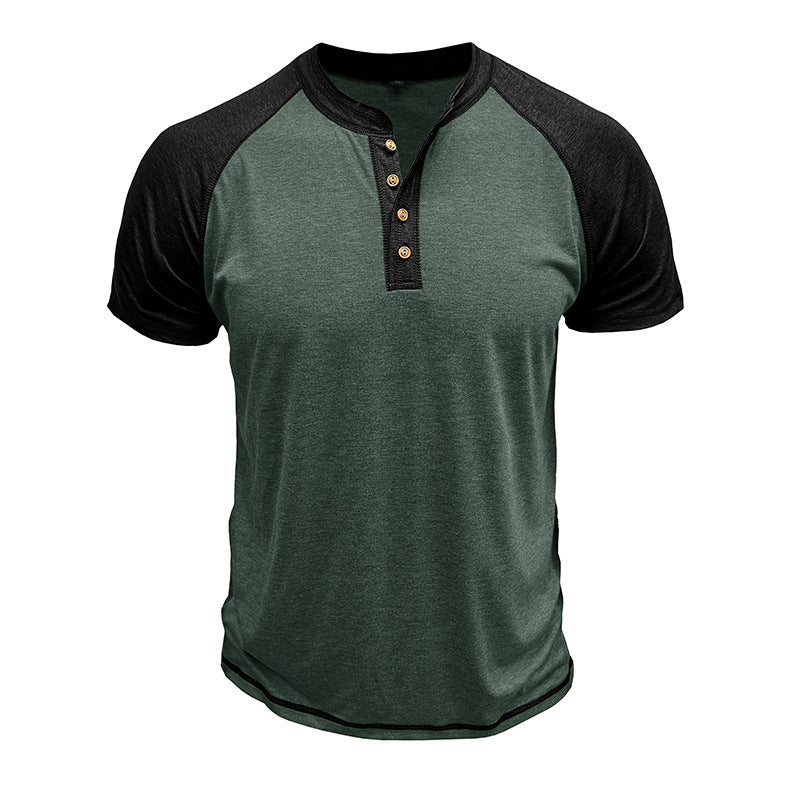 Men's Short Sleeve European And American Color Matching Top