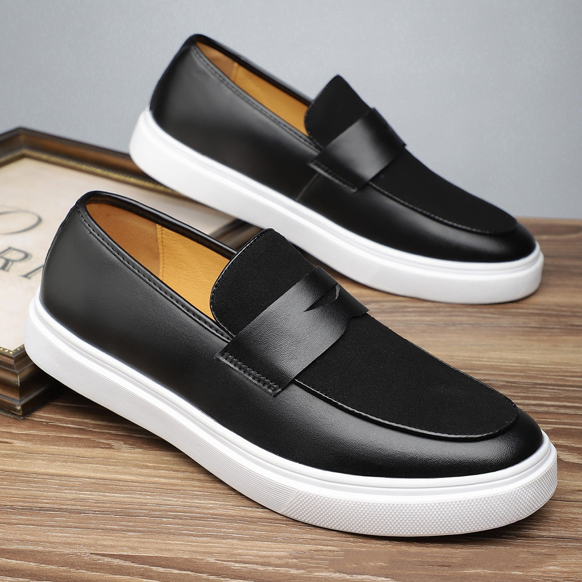 Men's Slip-on Gommino British Style Casual Leather Shoes High-grade