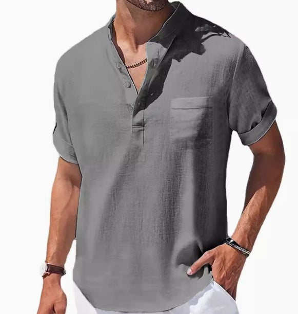 Loose Lapel Five-quarter Sleeve T-shirt