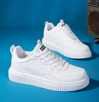 Autumn New Breathable White Shoes For Students Korean Style Trendy All-Match Platform Sports Casual