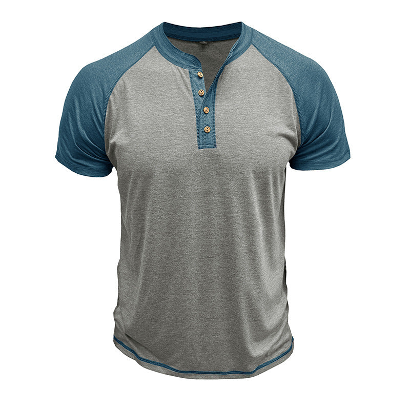 Men's Short Sleeve European And American Color Matching Top