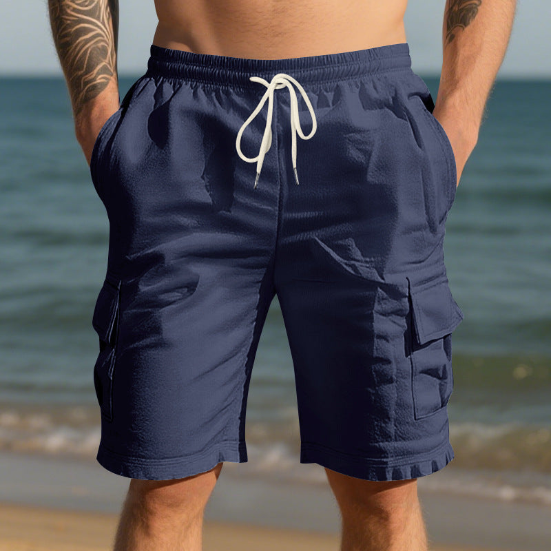 Men's Air-permeable Beachwear Linen Loose Multi-pocket Casual Shorts