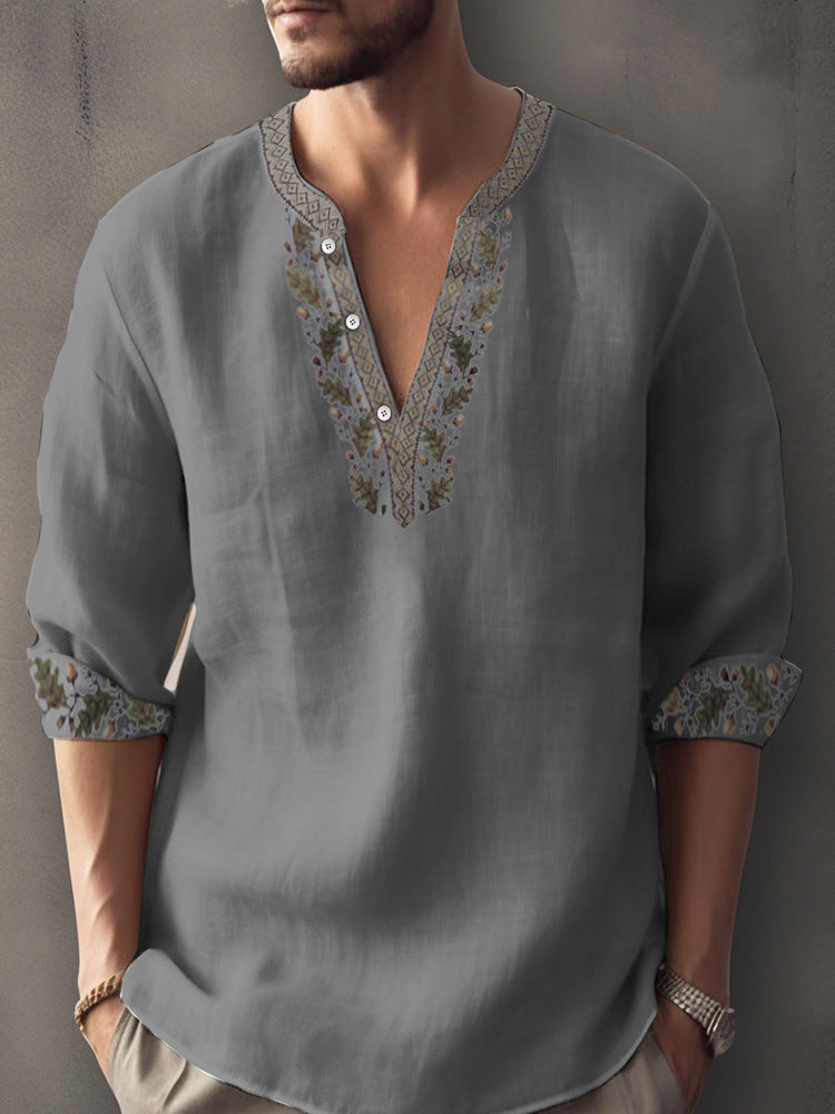 3D Digital Printing Bamboo Linen Long Sleeve European And American