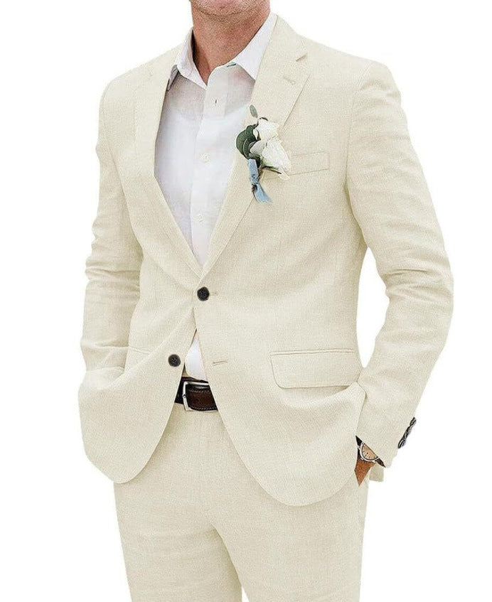 Men's Suit Casual Men's Linen Business Banquet Two-piece Suit