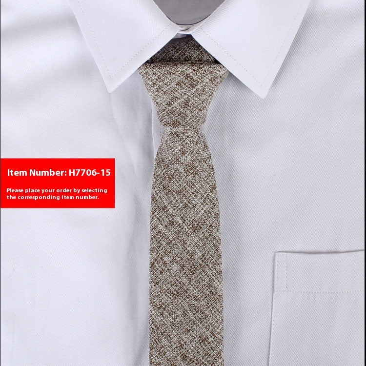 Solid Color Korean Style Narrow Cotton Men's 6cm Formal Wear Business Casual Wedding Tie