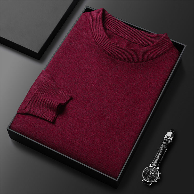Men's Warm Leisure Solid Color Round Neck Sweater