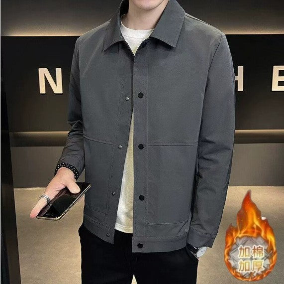 Spring And Autumn Thin Denim Jacket Men Black Trend Handsome Loose-fitting Workwear Jacket Men