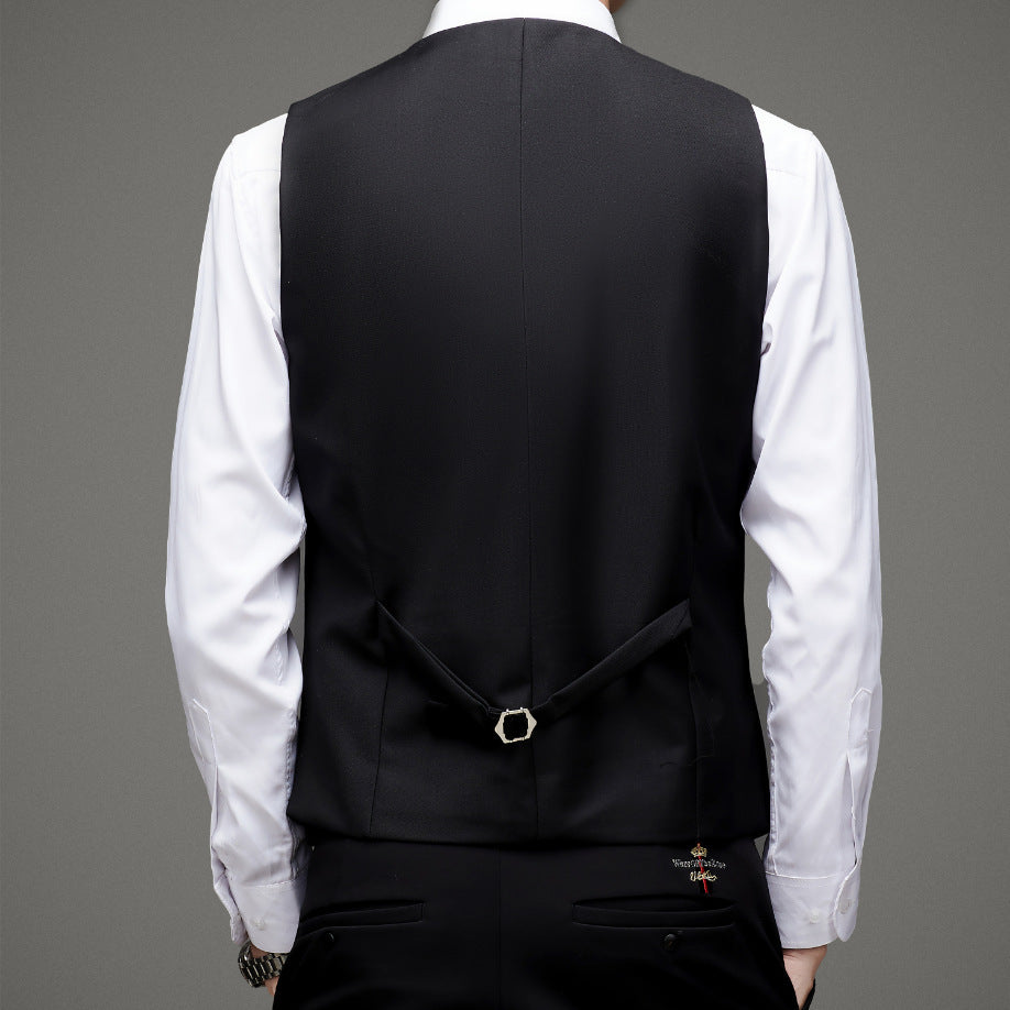 Black Slim-fitting Work Clothes Men's Suit Vest Business Wear