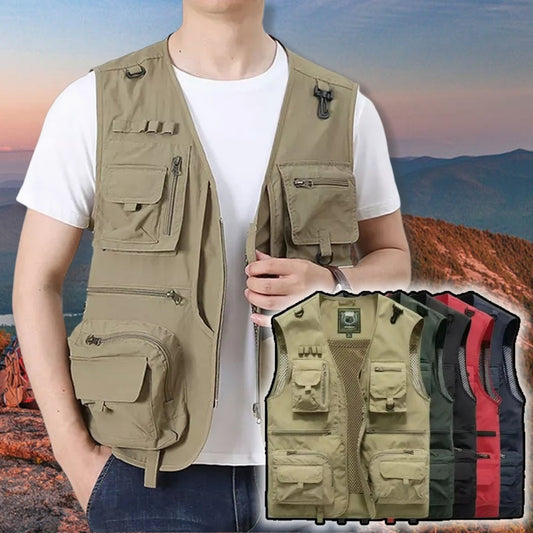 14 Pockets Summer New Men US Tactical Hiking Fishing Vest Mens Photographer Waistcoat Mesh Cargo Sleeveless Jacket Tool Vest
