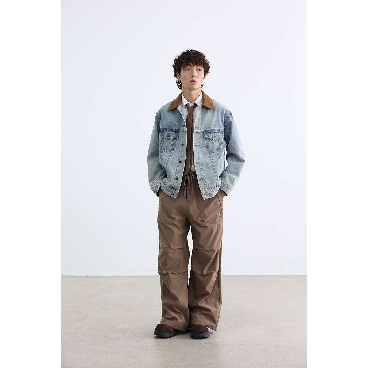 Boys Retro Washed Ice Blue Casual Denim Jacket