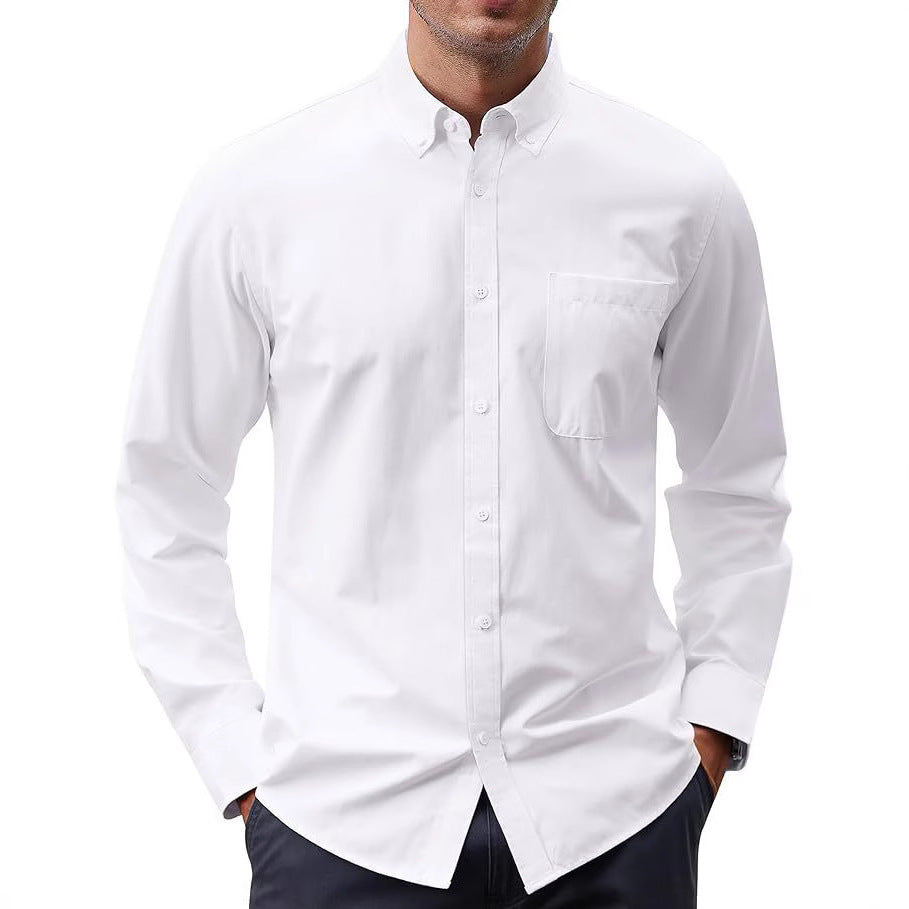 Solid Color Oxford Long Sleeve Button Shirt