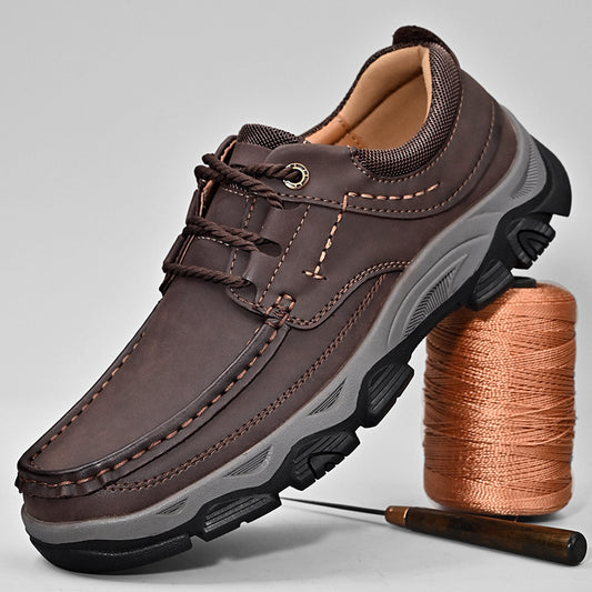 Male PU Plus Size Leather Shoes Outdoor Hiking Shoes