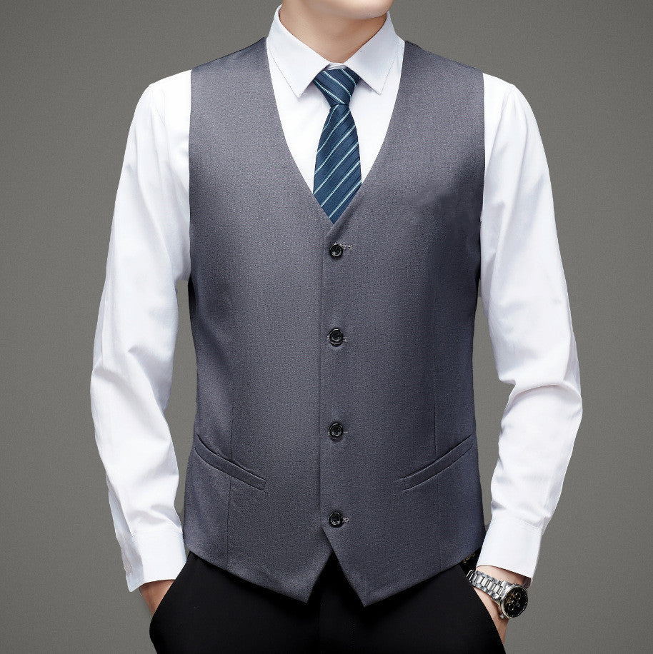 Black Slim-fitting Work Clothes Men's Suit Vest Business Wear