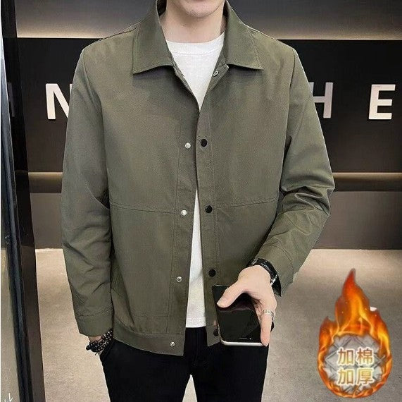 Spring And Autumn Thin Denim Jacket Men Black Trend Handsome Loose-fitting Workwear Jacket Men